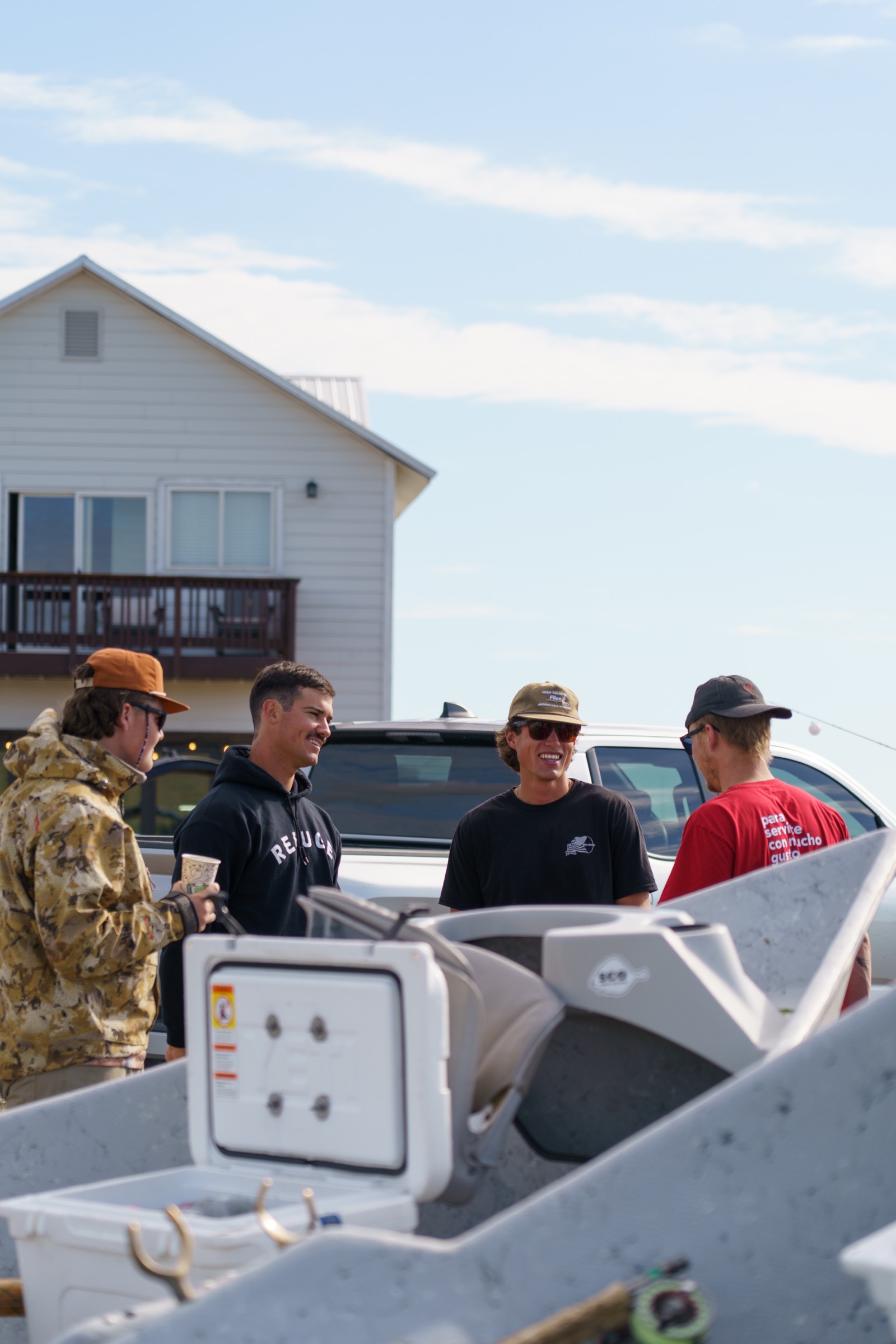 Refuge staff and guests together at the lodge