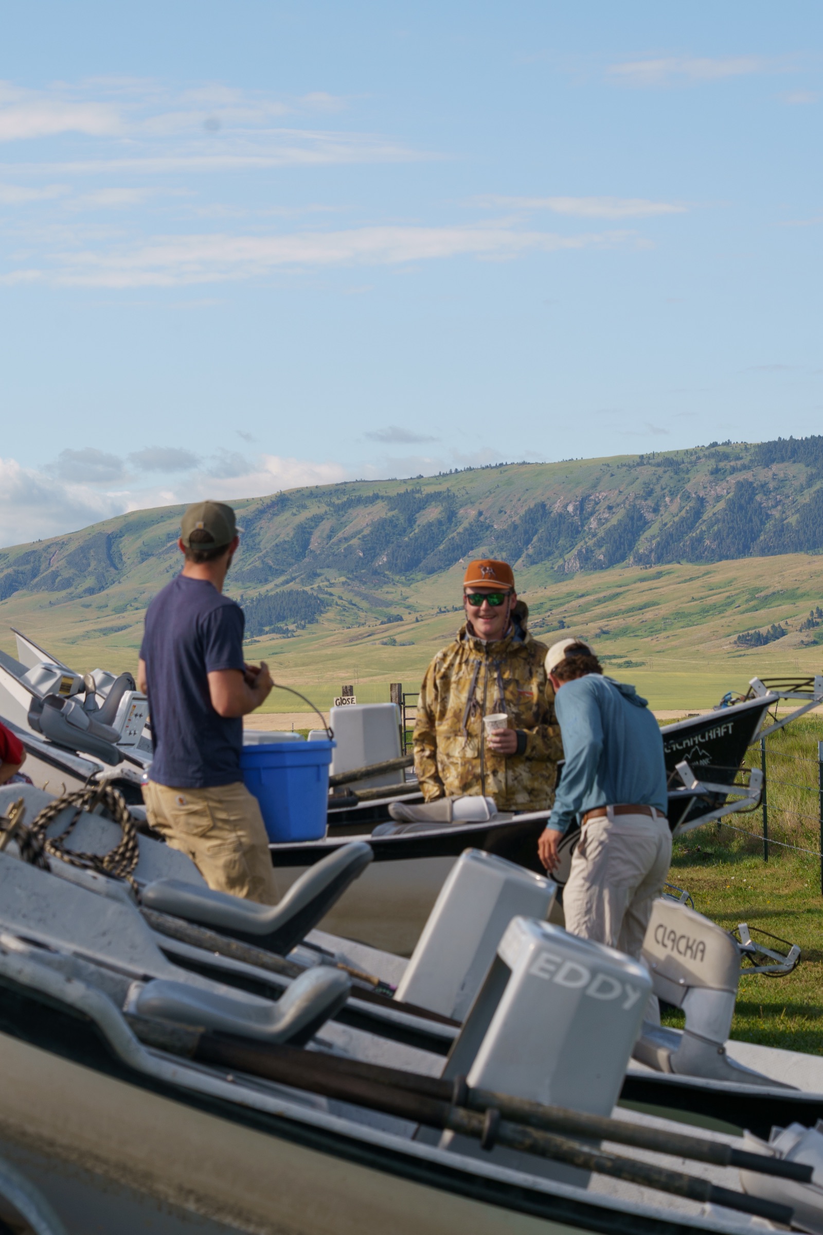 Guests overlooking the Bighorn River at Refuge